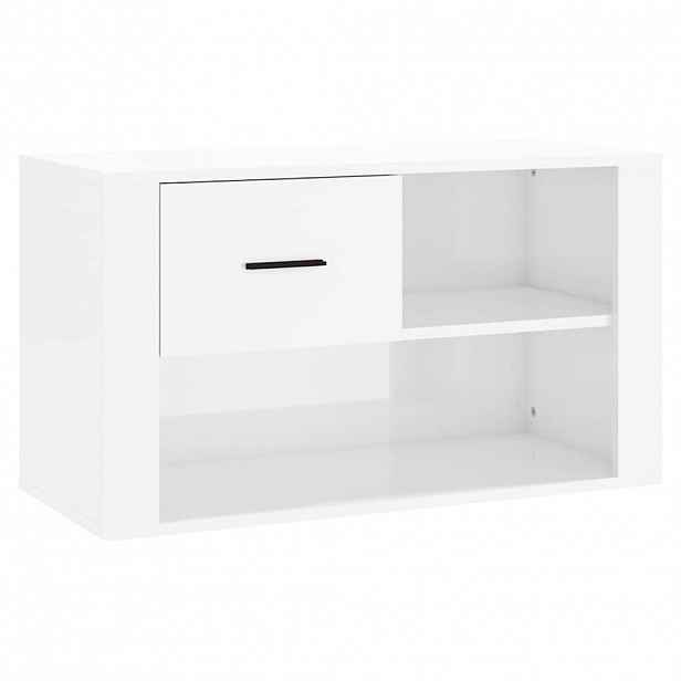 vidaXL Botník bílý s vysokým leskem 80 x 35 x 45 cm kompozitní dřevo