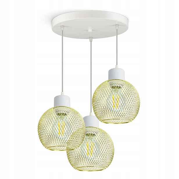 Závěsné Stropní Svítidlo Lustr Zlatá Koule Globe 488-EZ3 Led 3xE27 Led Nastavitelné