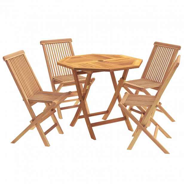 vidaXL 5dílný skládací zahradní bistro set Přírodní