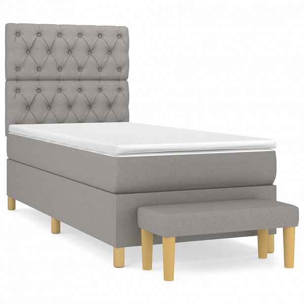 vidaXL Box spring postel s matrací světle šedá 80 x 200 cm textil