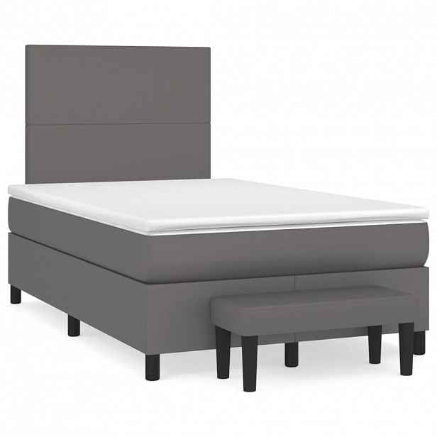 vidaXL Box spring postel s matrací šedá 120x190 cm umělá kůže