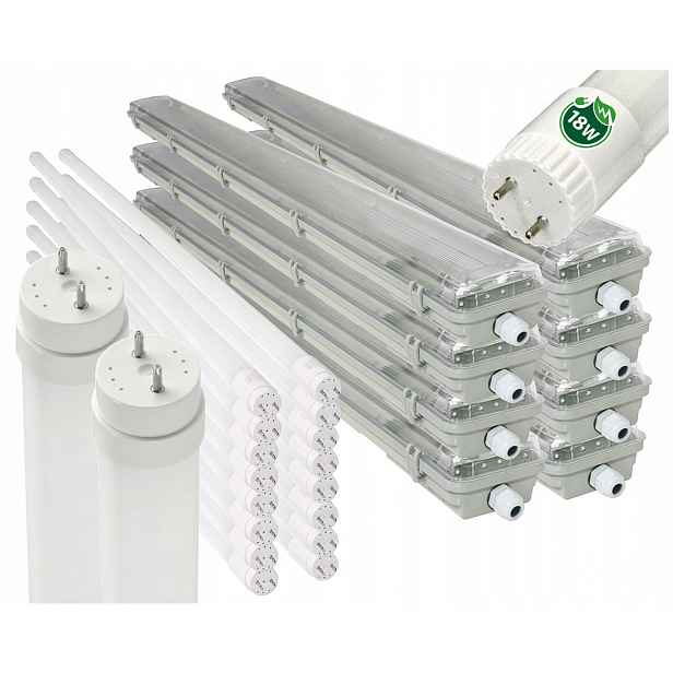 8 x Hermetická lampa 120 cm Led zářivky pro garážovou dílnu Led