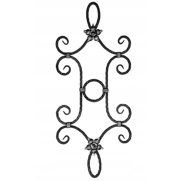 Kovaná rozeta plotové brány ozdobná 12x12 mm H900 x L385 mm