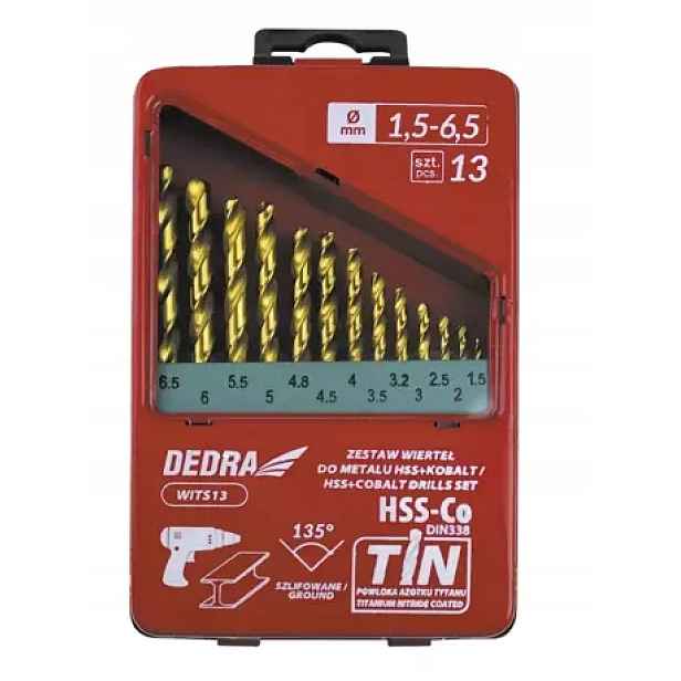 Sada vrtáků do kovu kobalt HSS+kobalt+TiN 13s