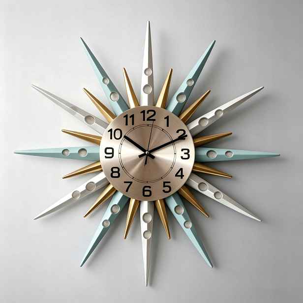 Elegantní zlatý kovový nástěnný hodinový stroj o průměru 58 cm do obývacího pokoje