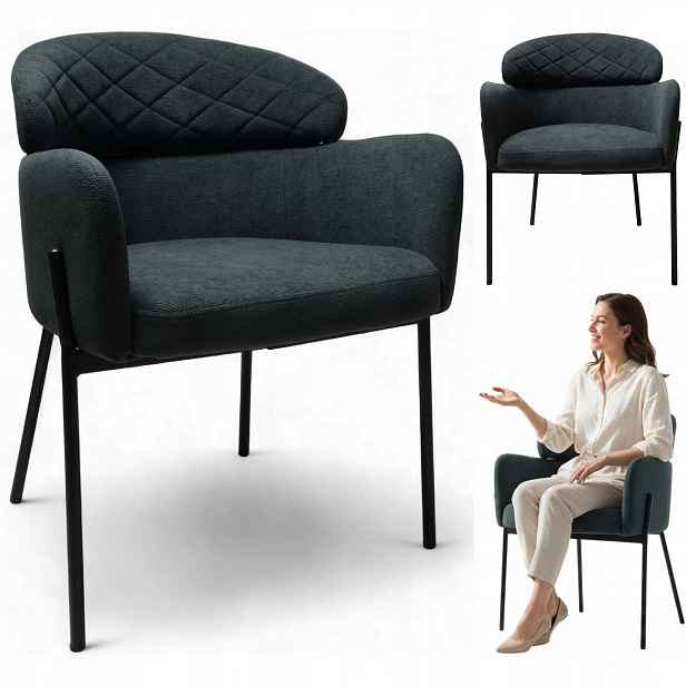 Křeslo Detroit Šedá Curio čalouněná Obývací pokoj Kuchyně Loft Glamour Křeslo