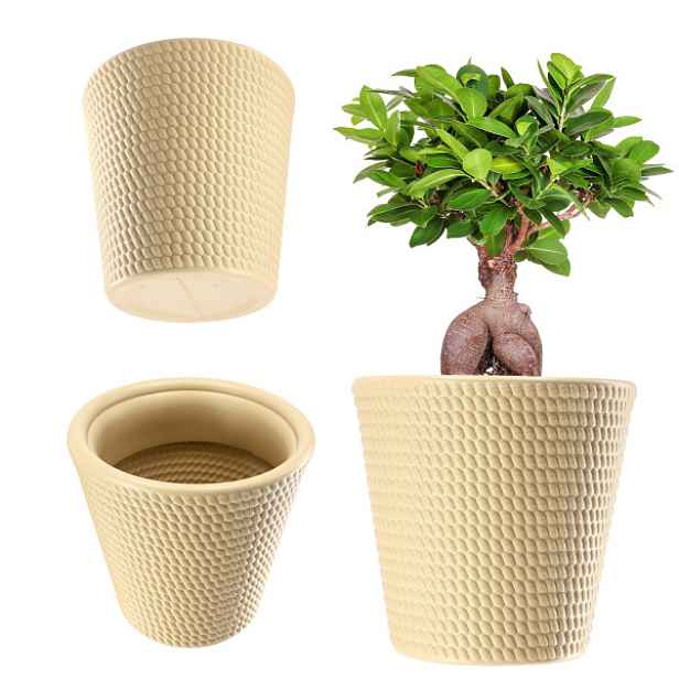 Květináč Květináč Plastový Obal Rostlin Kulatý 40 cm Béžový