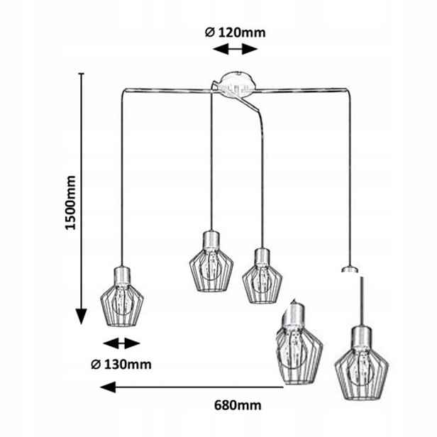 Lustr Závěsná lampa Černá Industriální Metal 4xE27 40W Salon Rabalux