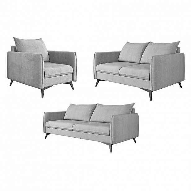 S-Style SEDACÍ SOUPRAVA 3+2+1 Pulse ze stříbrného luxusního mikrovlákna