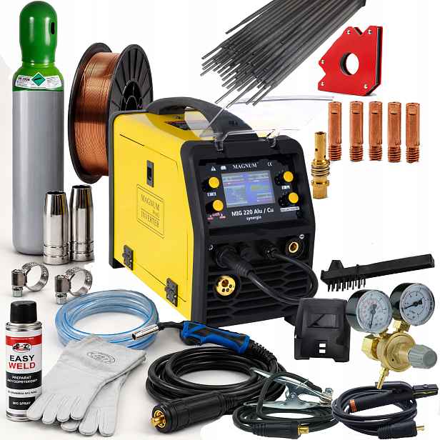 Svařovací stroj Magnum Mig 220 Alu Synergia Mag Mma Tig Flux 200A 230V LCD SET3