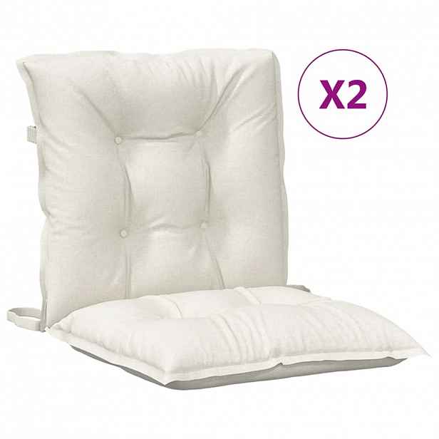 vidaXL Podušky na židli nízké opěradlo 2 ks krémová melanž 100x50x7 cm