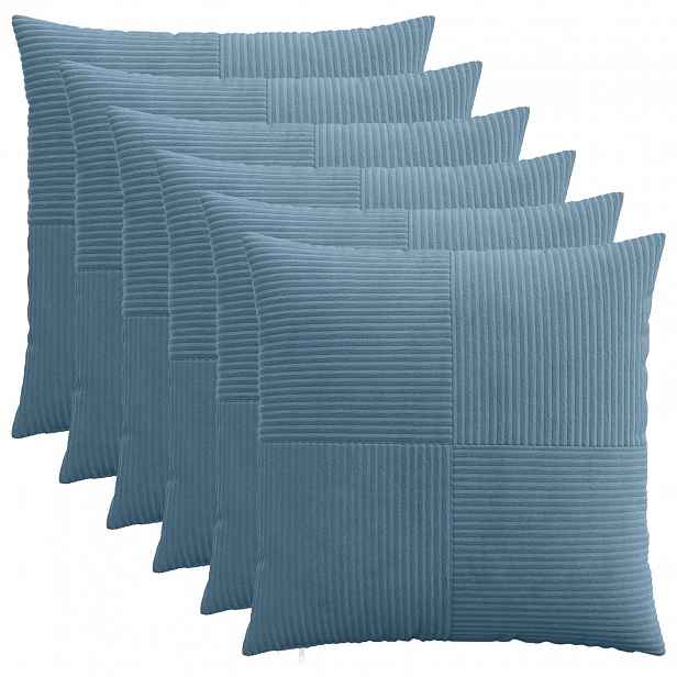 vidaXL Povlak na polštář 6 pcs ALMELO Modrá 80 x 80 cm manšestr