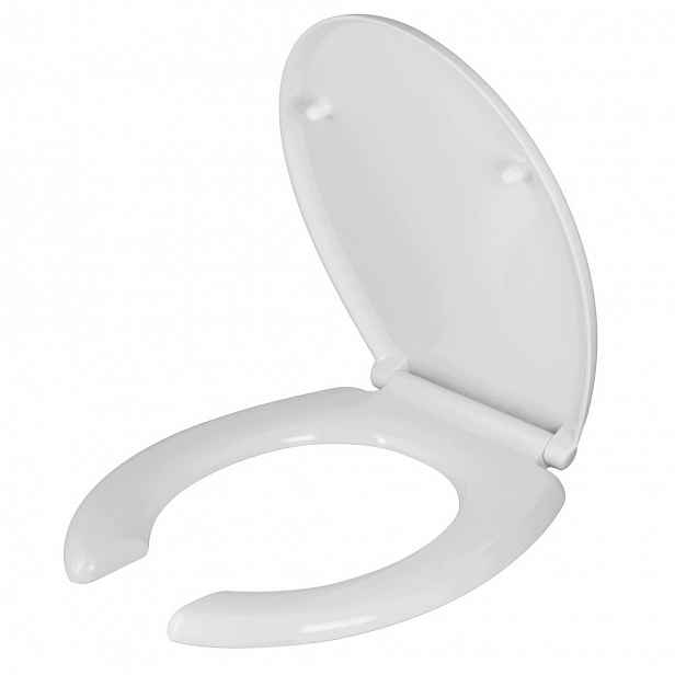 Wc sedátko s výřezem pro seniora, bílá barva, duroplast, pomalu padající