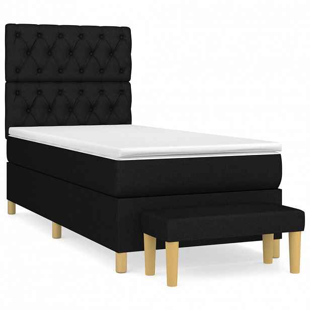 vidaXL Box spring postel s matrací černá 80 x 200 cm textil