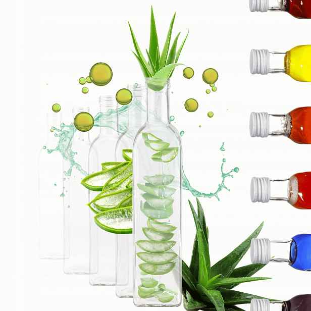 Lahvičky 500 ml marasky čtvercové džusy olej fi31 10 Ks Bez Víček