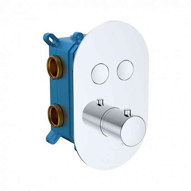 Mereo - Termostatická baterie pod omítku, pro 2 spotřebiče, s tělesem, chrom CB60106TB