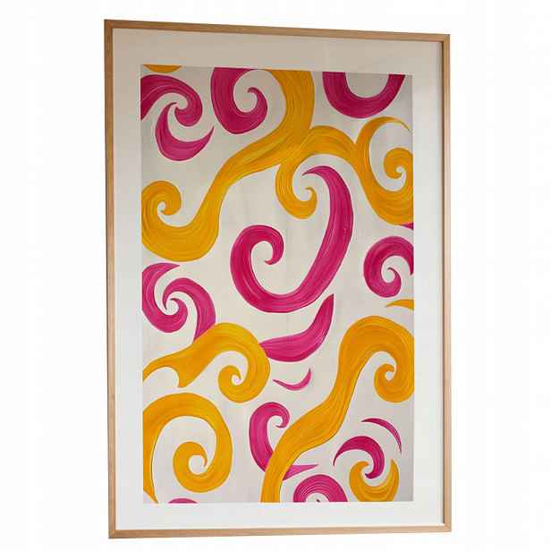 Obraz Abstrakce Žluto-růžový A3 Plakát Rámeček Dřevěný 30x42 cm