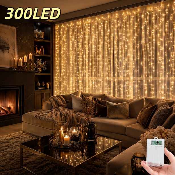 TEMU 300 LED světelný řetěz s 8 režimy svícení, vánoční pohádková světla do ložnice, obývacího pokoje, na svatbu, párty, narozeniny, Halloween, Den