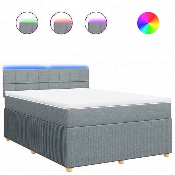 vidaXL Box spring postel s matrací světle šedá 140 x 200 cm textil