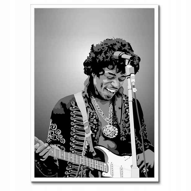 Plakáty v rámu 50x70 Jimi Hendrix Gitara Rock
