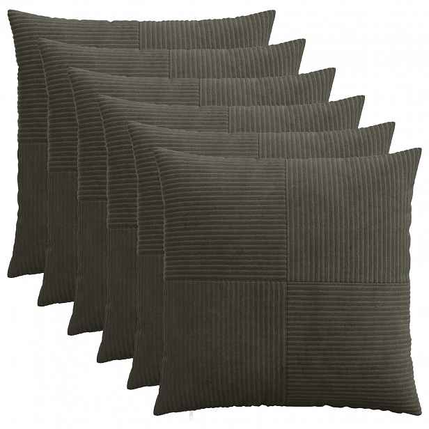 vidaXL Povlak na polštář 6 pcs ALMELO Antracitová 80 x 80 cm manšestr