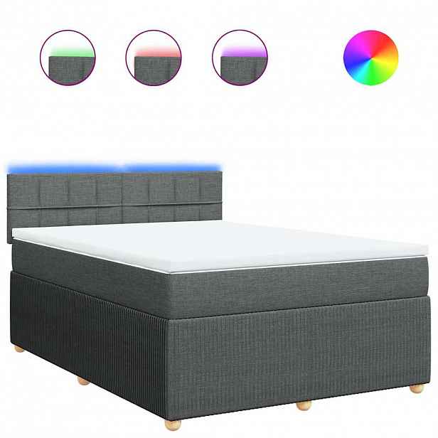 vidaXL Box spring postel s matrací tmavě šedá 140x200 cm textil