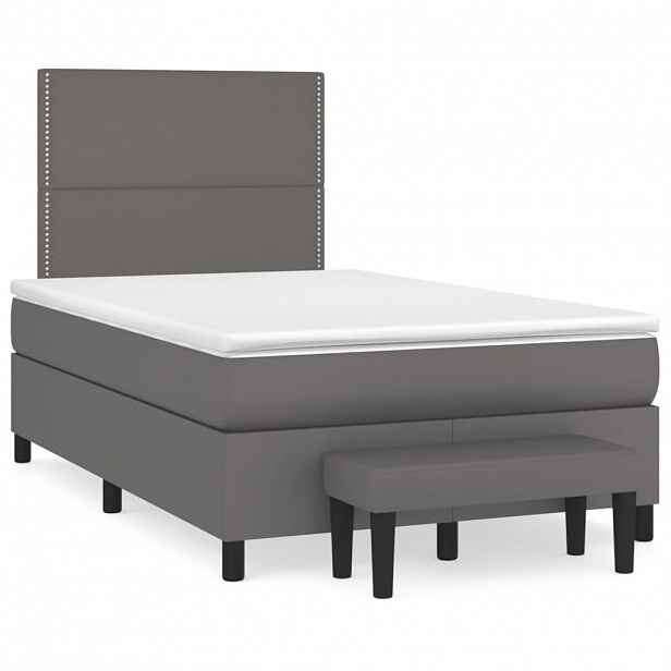 vidaXL Box spring postel s matrací šedá 120x190 cm umělá kůže