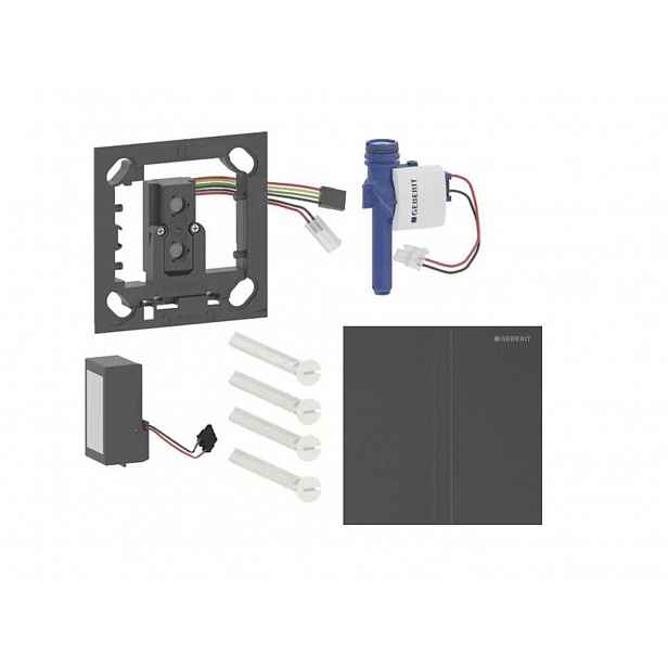 Geberit - Elektronické ovládání splachování pisoárů typ 40, síťové napájení, easy to clean, Bluetooth, kartáčovaný černý chrom 116.227.QD.1
