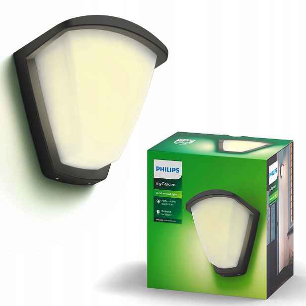 Zahradní Led lampa Fasádní nástěnné svítidlo Kiskadee E27 IP44 Antracit Philips