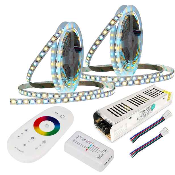 Set Led pásek Rgbw Bílý 10 m Dálkový Ovladač Rf Dotyk