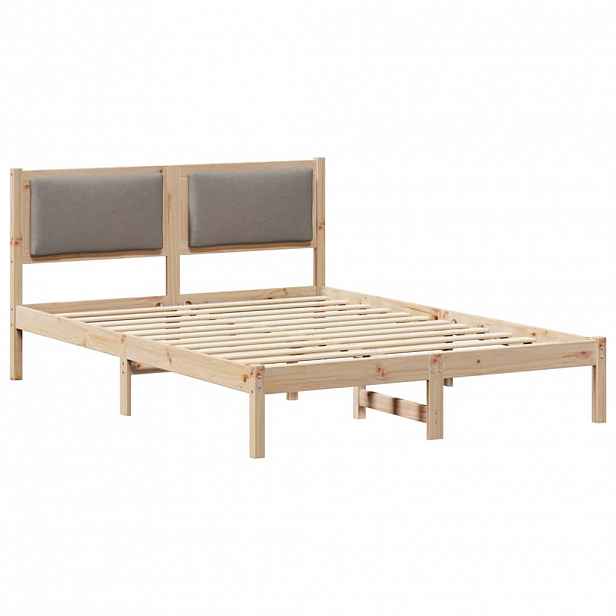 vidaXL Rám postele s čelo Taupe 140 x 190 cm Masivní borové dřevo