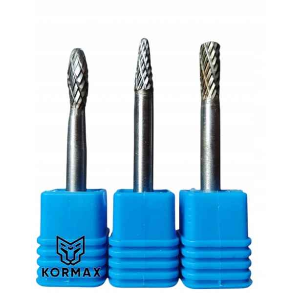 Rychlootáčkový frézovací rotační pilník 6 mm na kov s karbidem Set 3ks