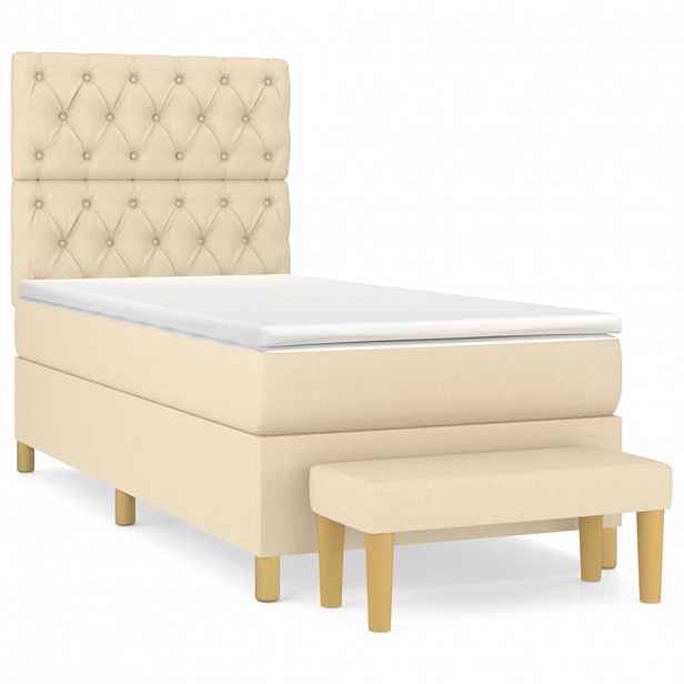 vidaXL Box spring postel s matrací krémová 80 x 200 cm textil