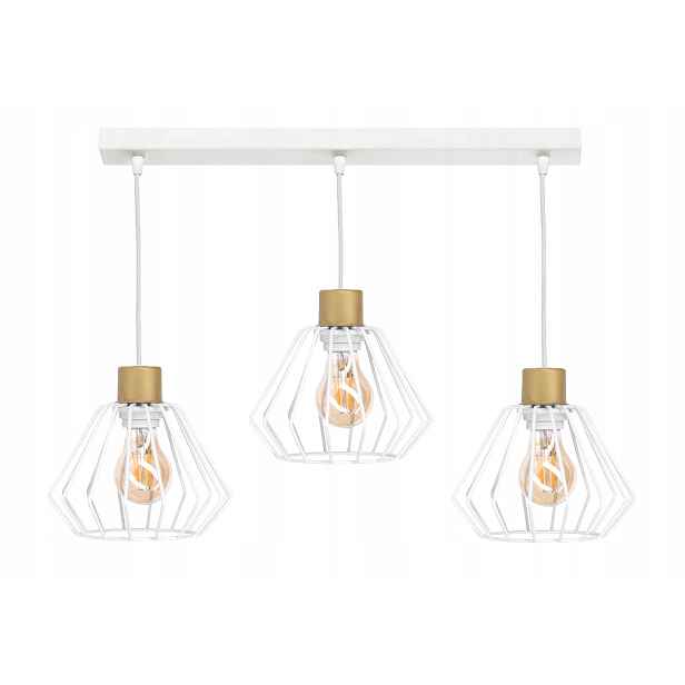 Lustr závěsné stropní svítidlo Wire stropní lampa do obývacího pokoje bílá zlatá