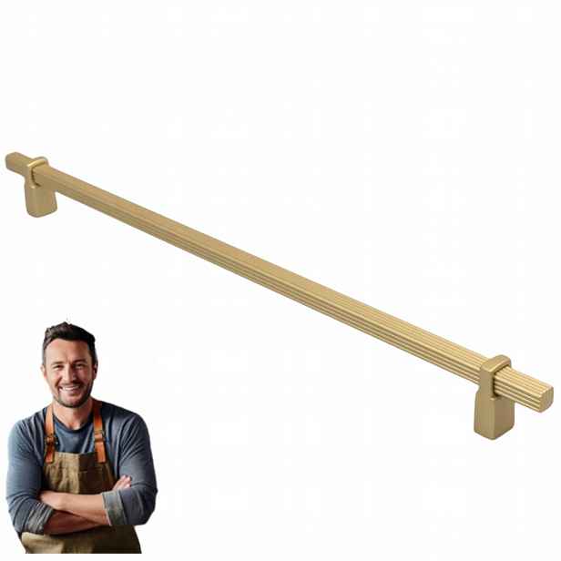 Nábytková úchytka pro skříňku Elias 320 mm, podlouhlé ramínko, zlatý mat
