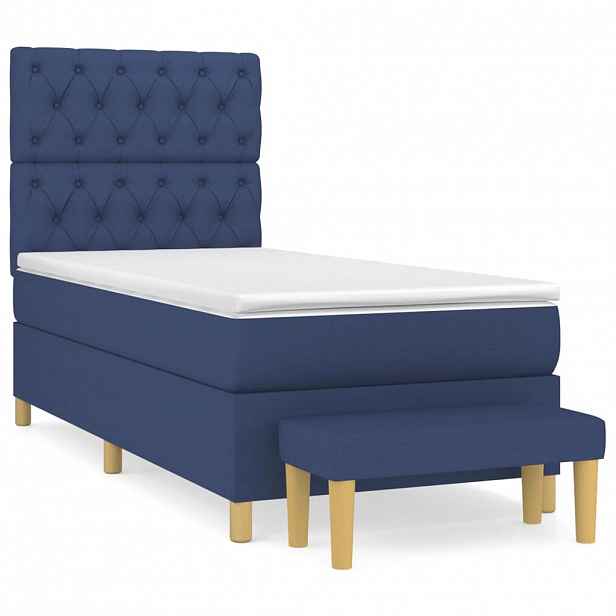 vidaXL Box spring postel s matrací modrá 80x200 cm textil