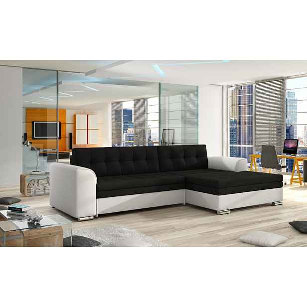 Sedací souprava Conforti Provedení: Levá varianta, látka: Sawana 14 black / Soft 017 white