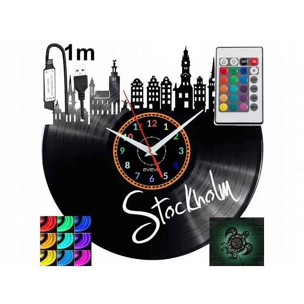Stockholm Dárek Originální dekorace do domu Hodiny z vinylové desky