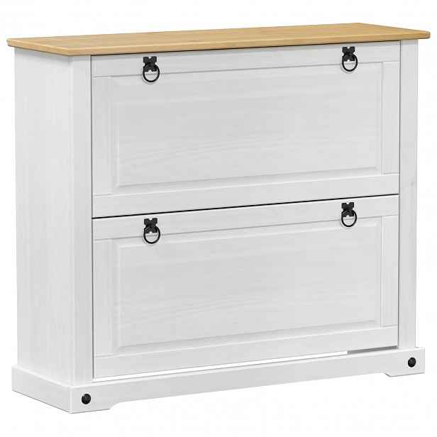 vidaXL Skříň na obuv Corona Bílá 99 x 32 x 85 cm Masivní borové dřevo