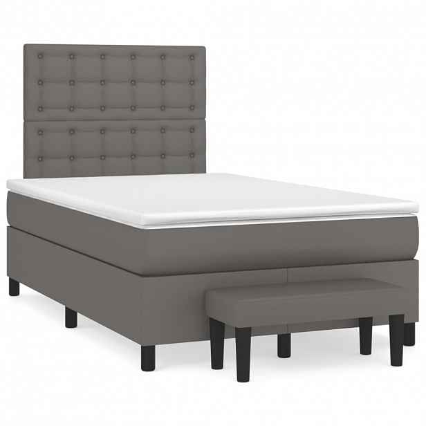 vidaXL Box spring postel s matrací šedá 120x190 cm umělá kůže