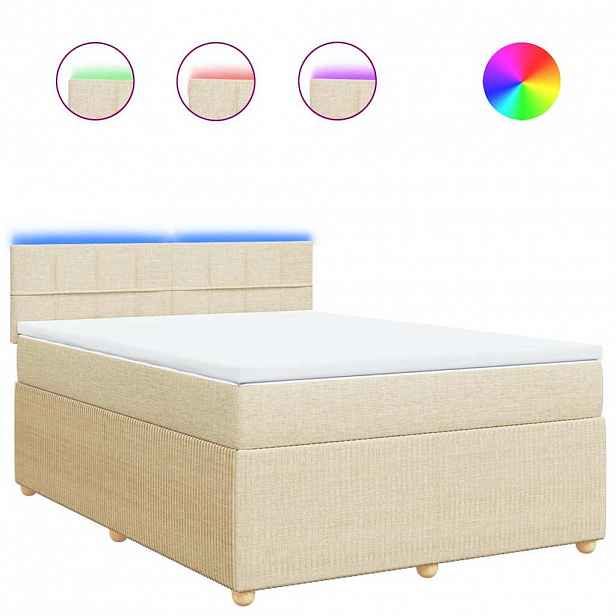 vidaXL Box spring postel s matrací krémová 140x200 cm textil