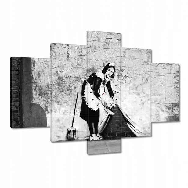 Hodiny 150x105 Banksy Pokojská Grafiti