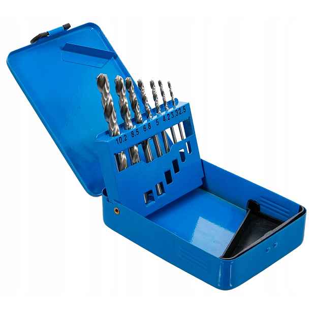 Hss spirálové vrtáky, rozměry otvoru pro závit 2,5 10,2 mm, 7 ks