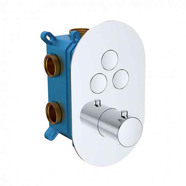 Mereo - Termostatická baterie pod omítku, pro 3 spotřebiče, s tělesem, chrom CB60157TB