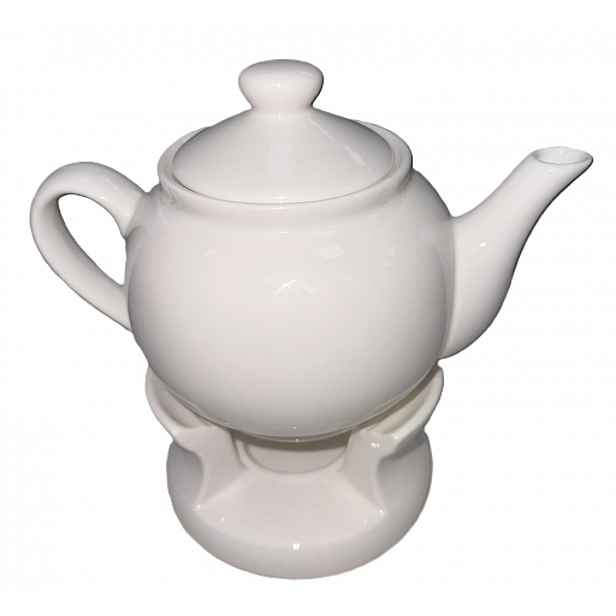 Porcelánový hrnek s ohřívačem na konvici, bílý, 950 ml