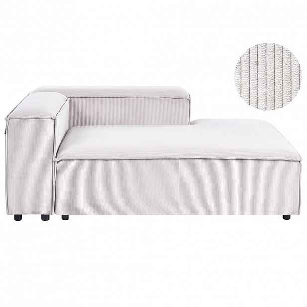 Beliani ČALOUNĚNÉ LEHÁTKO CHAISE LONGUE LEVOSTRANNÉ Manšestr Krémově bílé Ardal