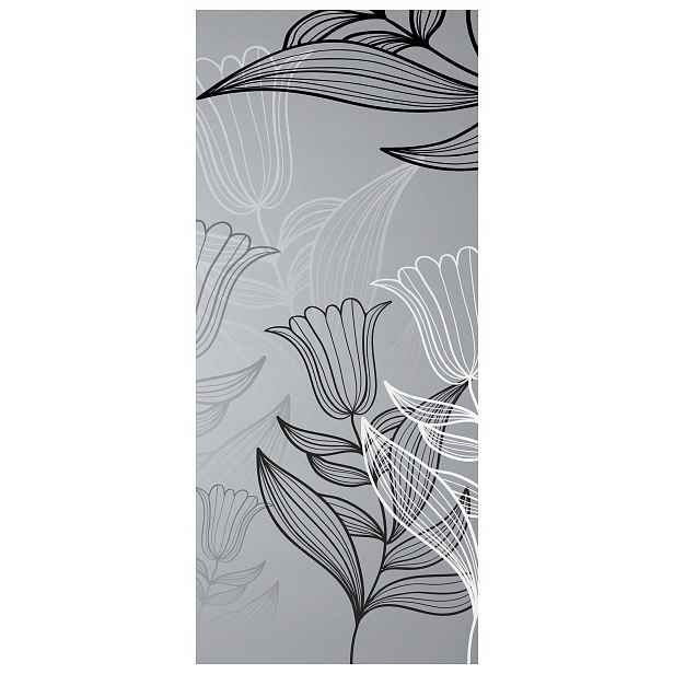 Fototapeta flizelina Tulipány šedo-černá grafika minimalismus 91x211 lepidlo