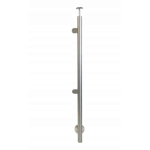 Levý sloupek zábradlí pro sklo, boční montáž Ø 42,4 x 1130 mm