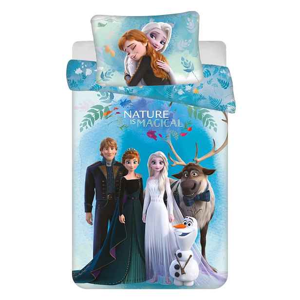Modré bavlněné dětské povlečení do postýlky 100x135 cm Frozen "Blue" – Jerry Fabrics