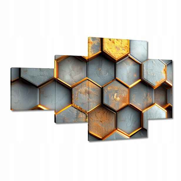 Obrazy 130x80 Zlaté hexagonální dlaždice